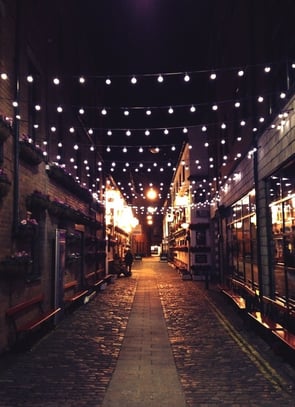 holiday lights historic street